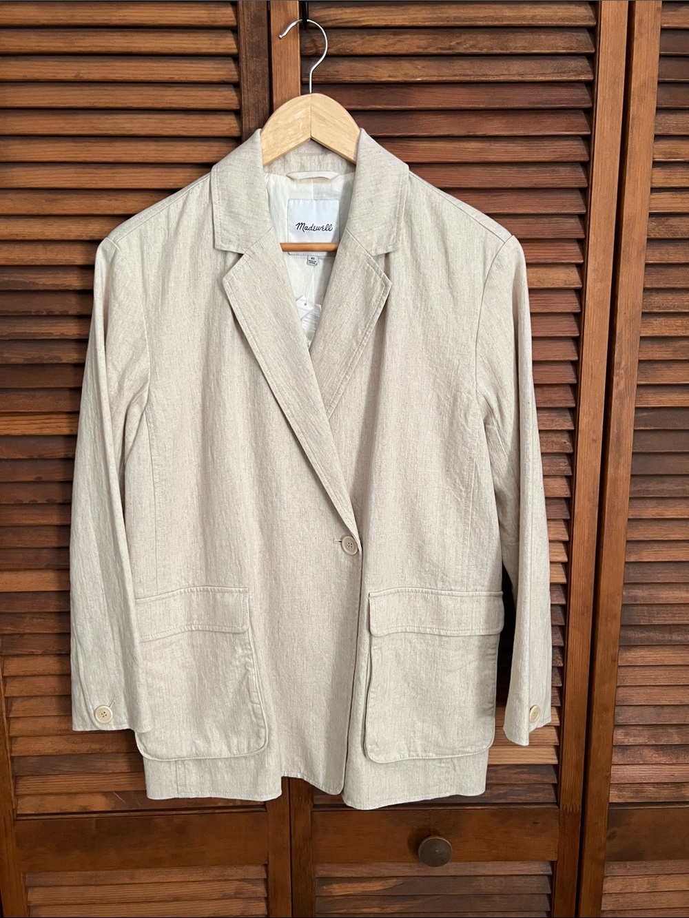 Madewell Natural Cream Single-Button Linen-Blend Blazer